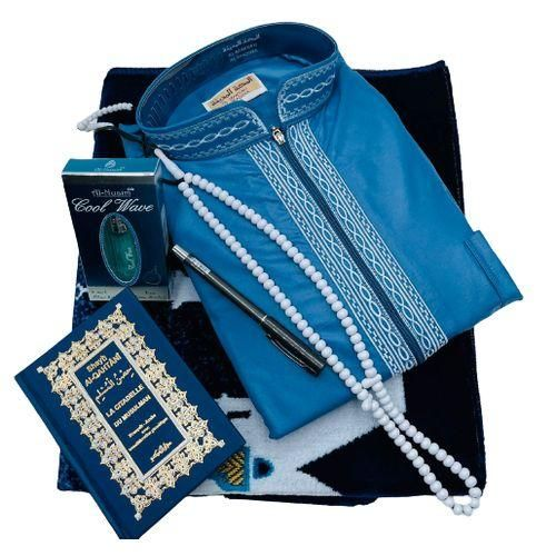 Coffret de priére de 6pcs - tapis de priere- parfum - Djalaba - chapelet - stylot - livre citadelle du musulmane