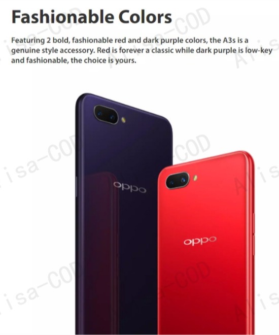 Oppo A3S–Ecran 6.2 pouces IPS + ROM 128GB-RAM 6GB -16+13Mp-Batterie 4230Mah - Bleu